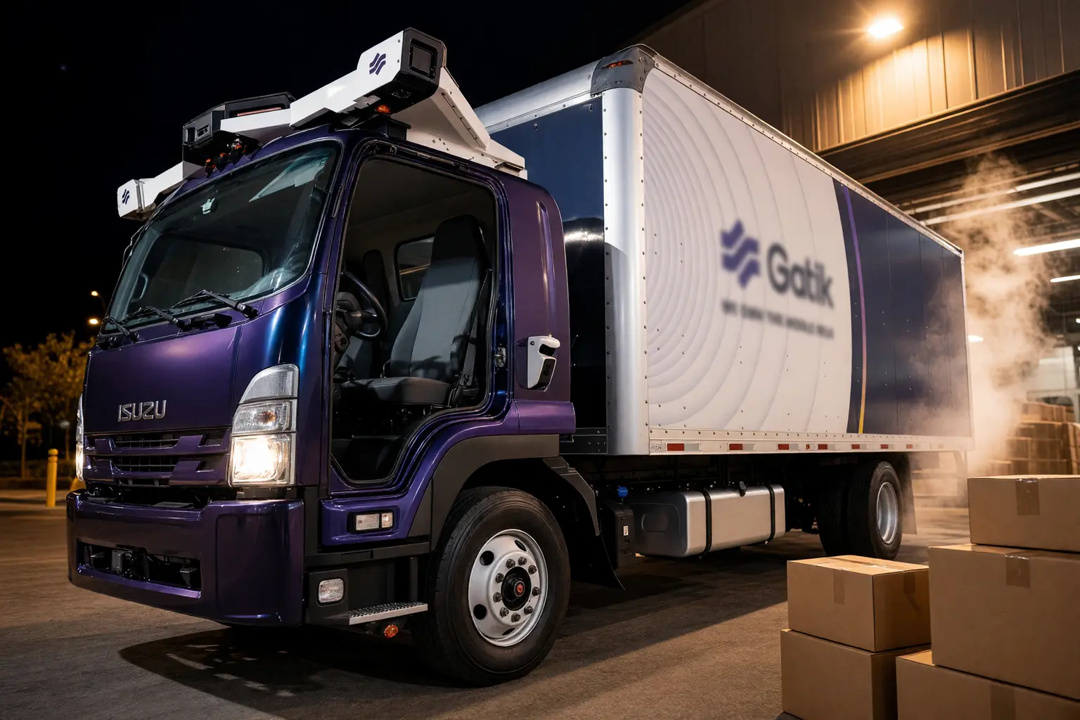 Gatik driverless box truck grocery middle mile routes