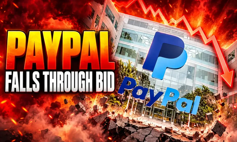 PayPal stock falls below rejected $60.50 bid