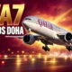 Qatar Airways VA7 Melbourne Doha passengers restrained