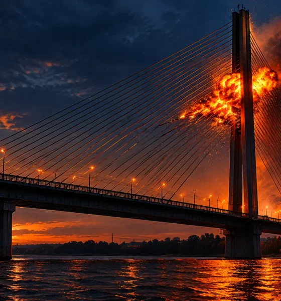 Russia drone hits Kyiv Northern Bridge