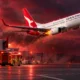 Qantas QF122 left engine flame bursts Christchurch