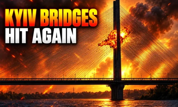 Kyiv Pivdennyi bridge Russian drone strike damage