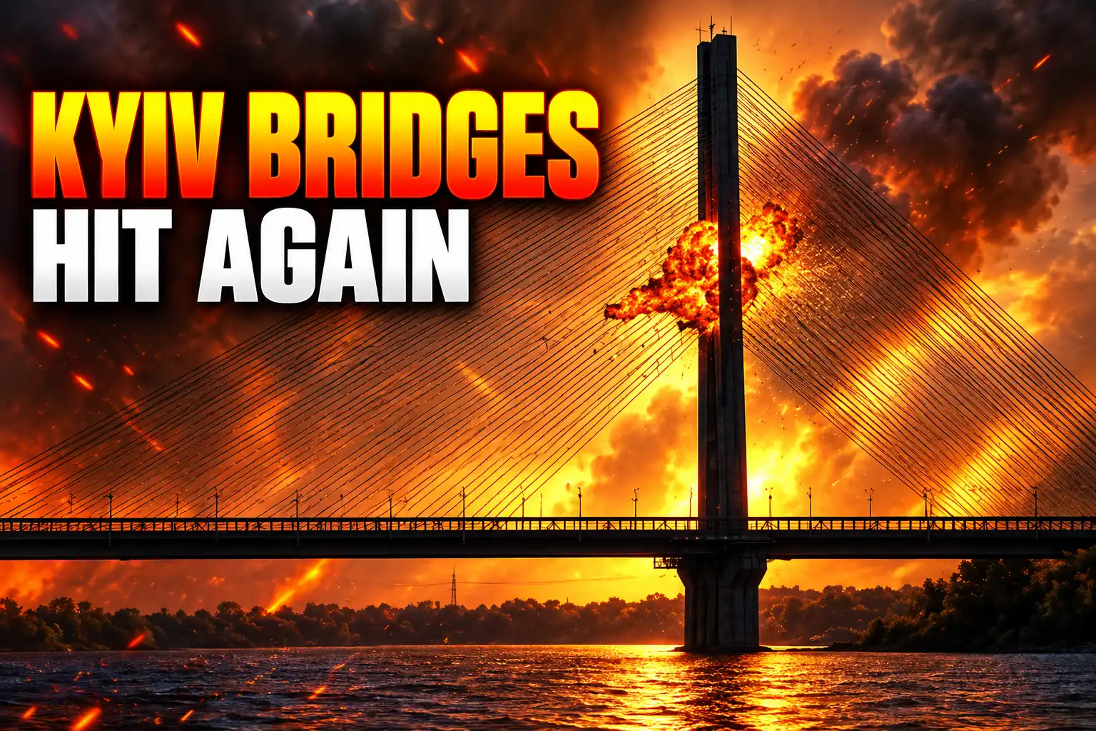 Kyiv Pivdennyi bridge Russian drone strike damage