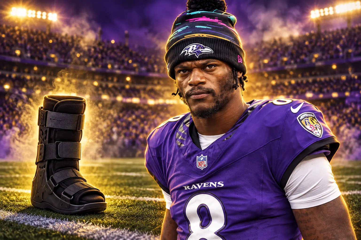 Lamar Jackson leaves Ravens win in walking boot
